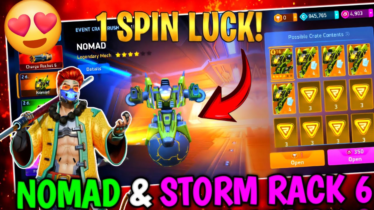 ONE SPIN LUCK !? 😱 NOMAD & STORM RACK 6 #mecharena #promocode #onespinluck