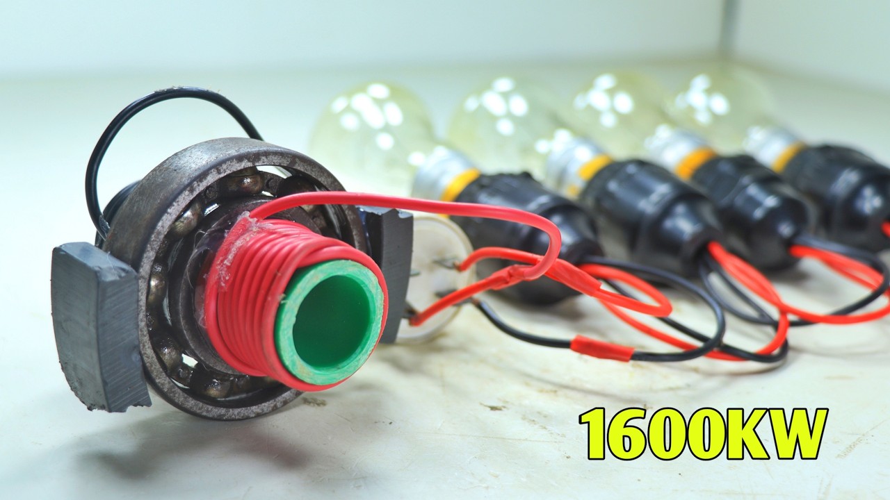 New Idea 1600KW 220V Free Energy Generator With Powerful Light Bulb Electricity Self Running