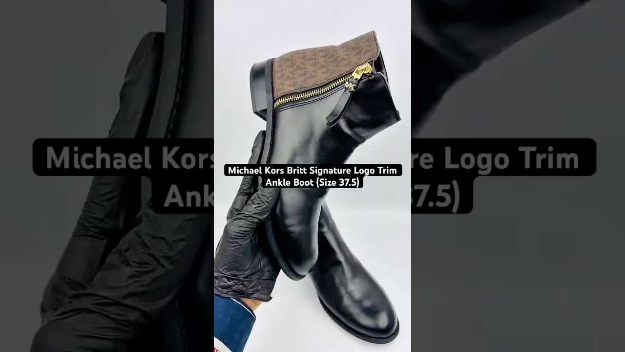 Michael Kors Britt Signature Logo Trim Ankle Boot (Size 37.5) 