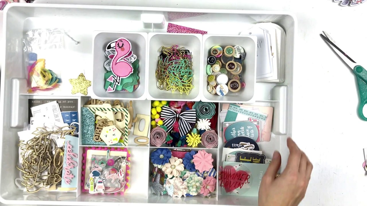 Tidying up and organising my most messy scrap supplies box...