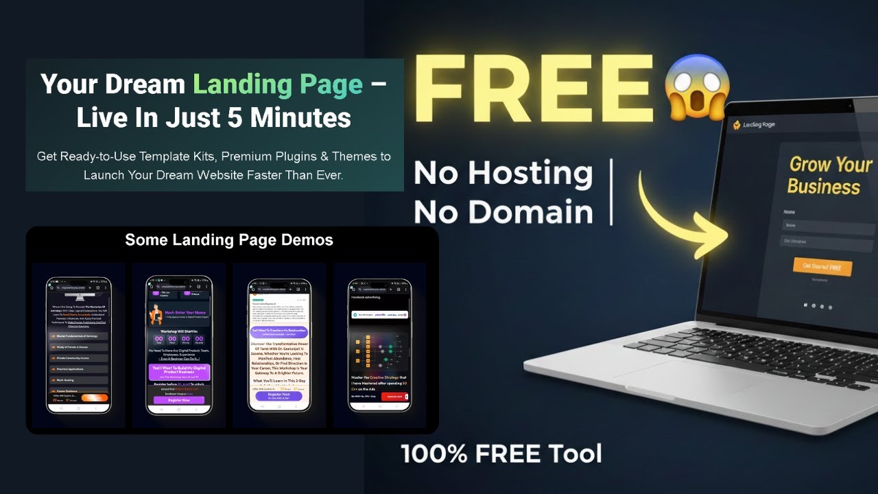 Create Landing Page Without Hosting & Domain | Powered by AI | 100% Free Tool