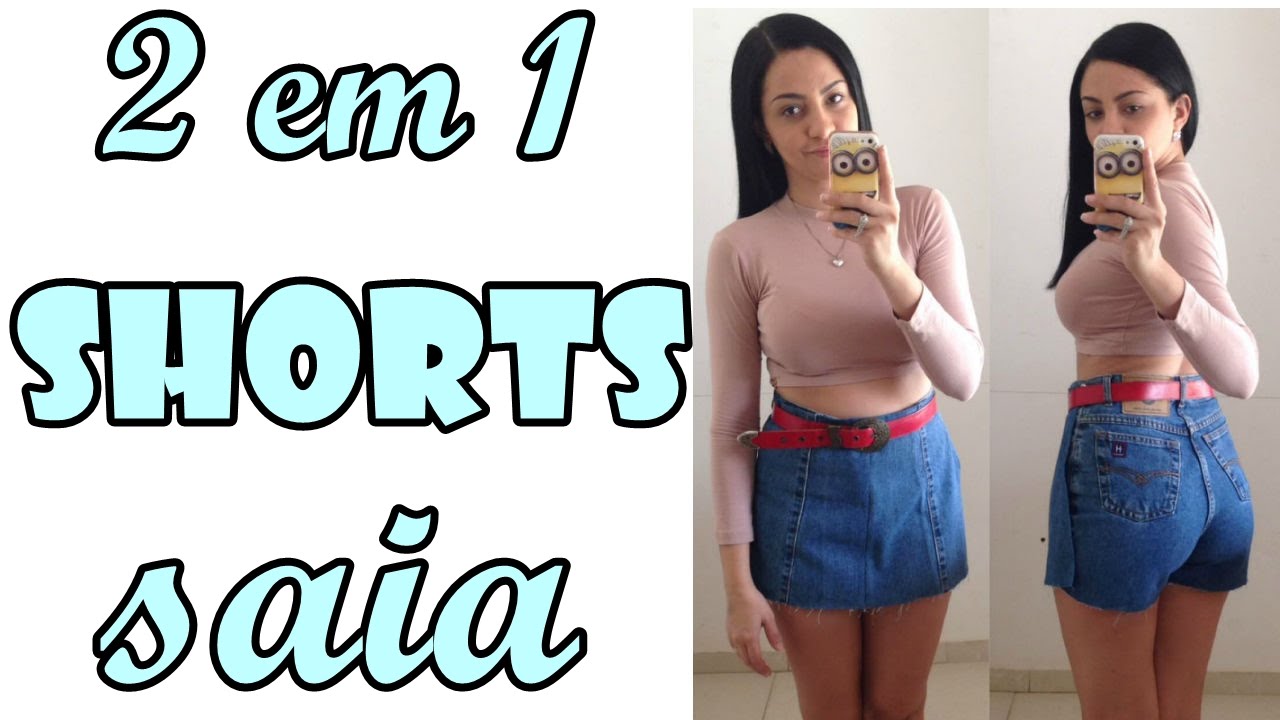 Como fazer shorts saia jeans - Transforme calça em shorts saia - Especial #23