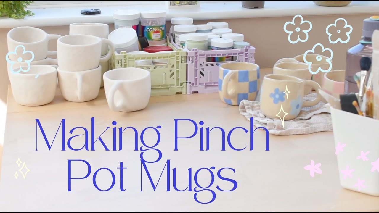 ✨How I make Pinch Pot Mugs ✨ pottery small business, relaxing pottery at home