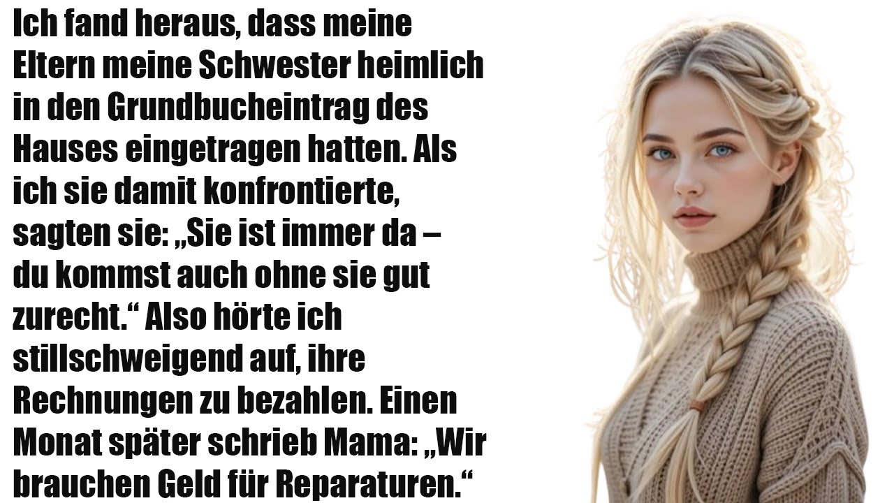 „Meine Eltern setzten heimlich meine Schwester aufs Haus – als ich nachfragte, schockierte Antwort!“
