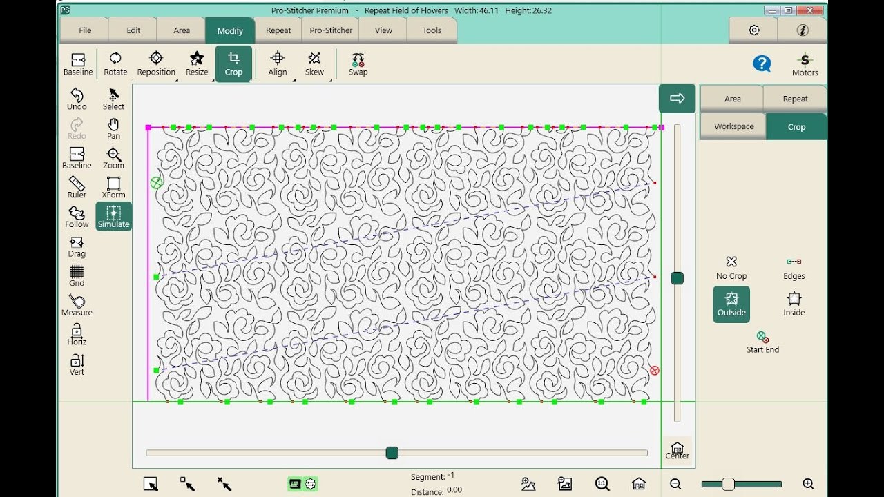  Pro Stitcher software-Removing jump stitches after crop and customizing the jump stitch. 