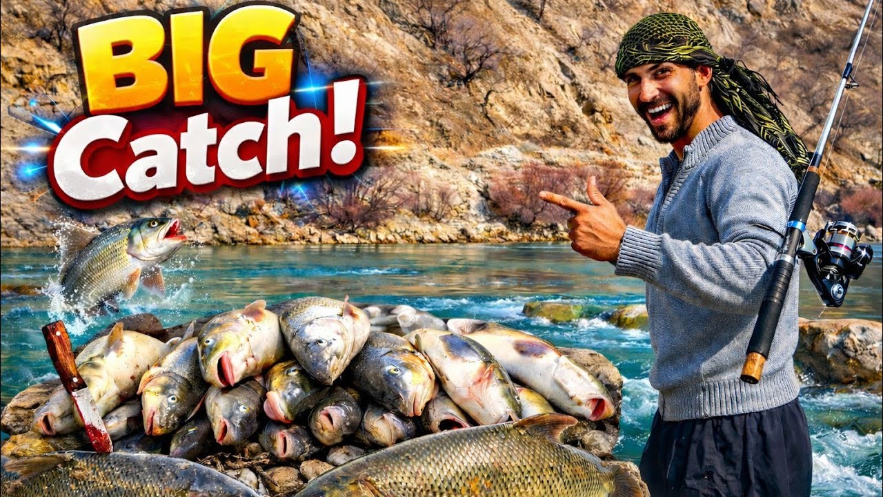 Захватывающая рыбалка на реке 🎣 | Приготовление пищи в дикой природе и выживание в горах Загрос 🏔️🔥