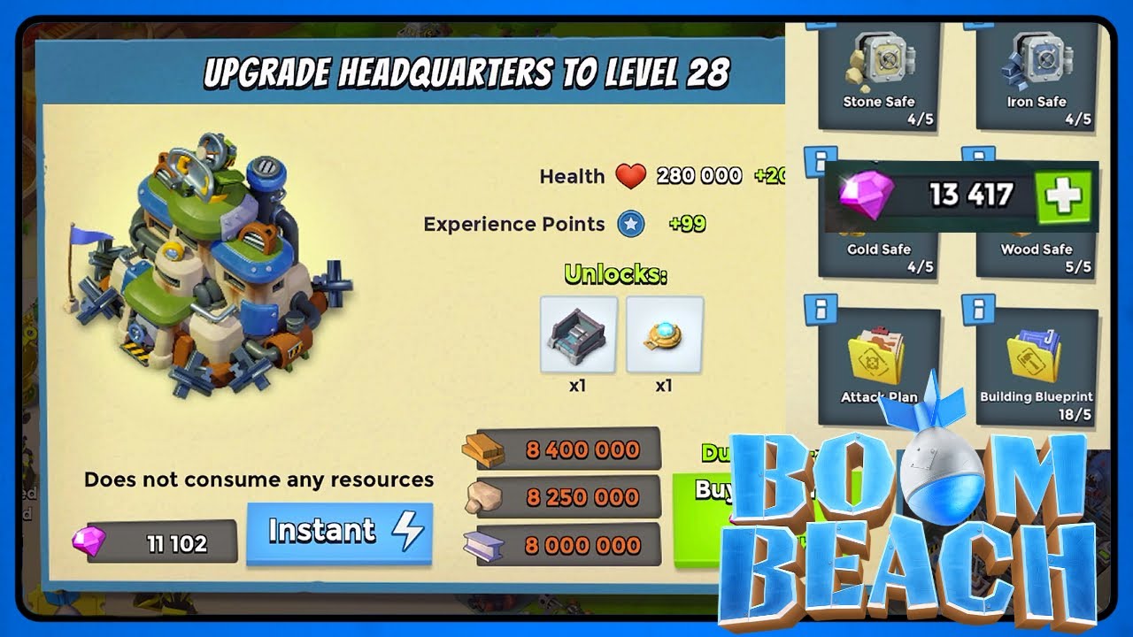 Boom Beach: HQ 28 Spending Spree and Testing New Update.