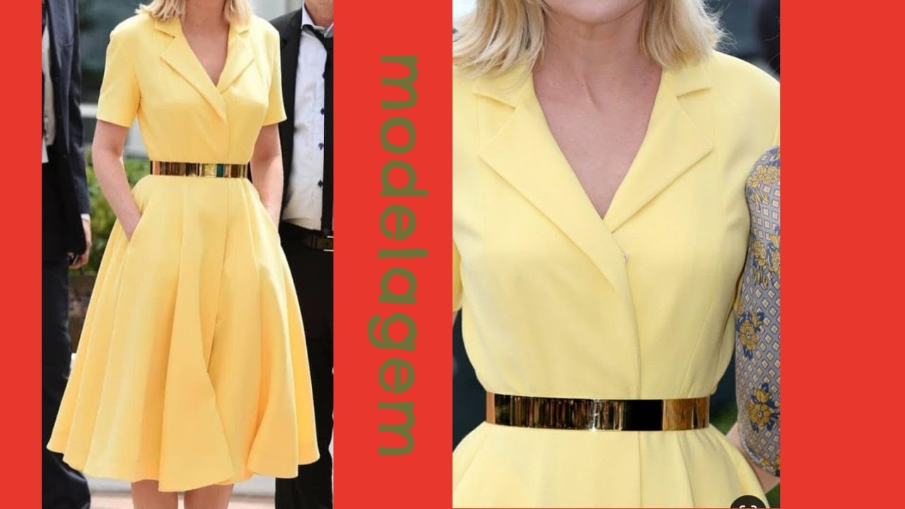 VESTIDO ESTILO CASACO COM SAIA GODÊ