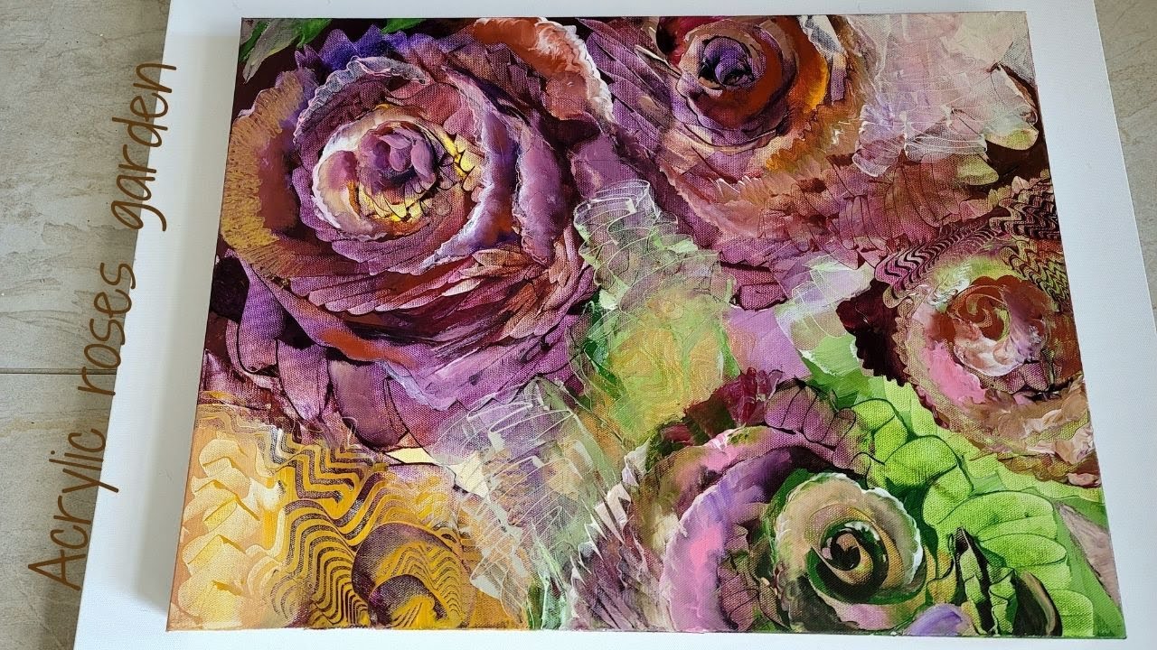 Abstract acrylic painting techniques using catalyst wedge | Flowers and roses painting tutorial #70