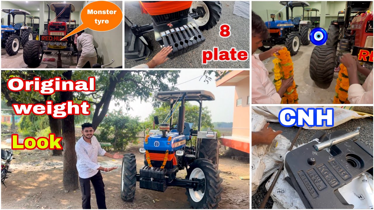 CNH original weight install 🔥 // New Holland 4 WD 💙 ! Red hulk monster tyre ✅ ! Patel farming 