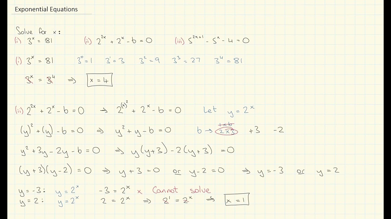 LC HL Maths Logs and Indices - Exponential Equations