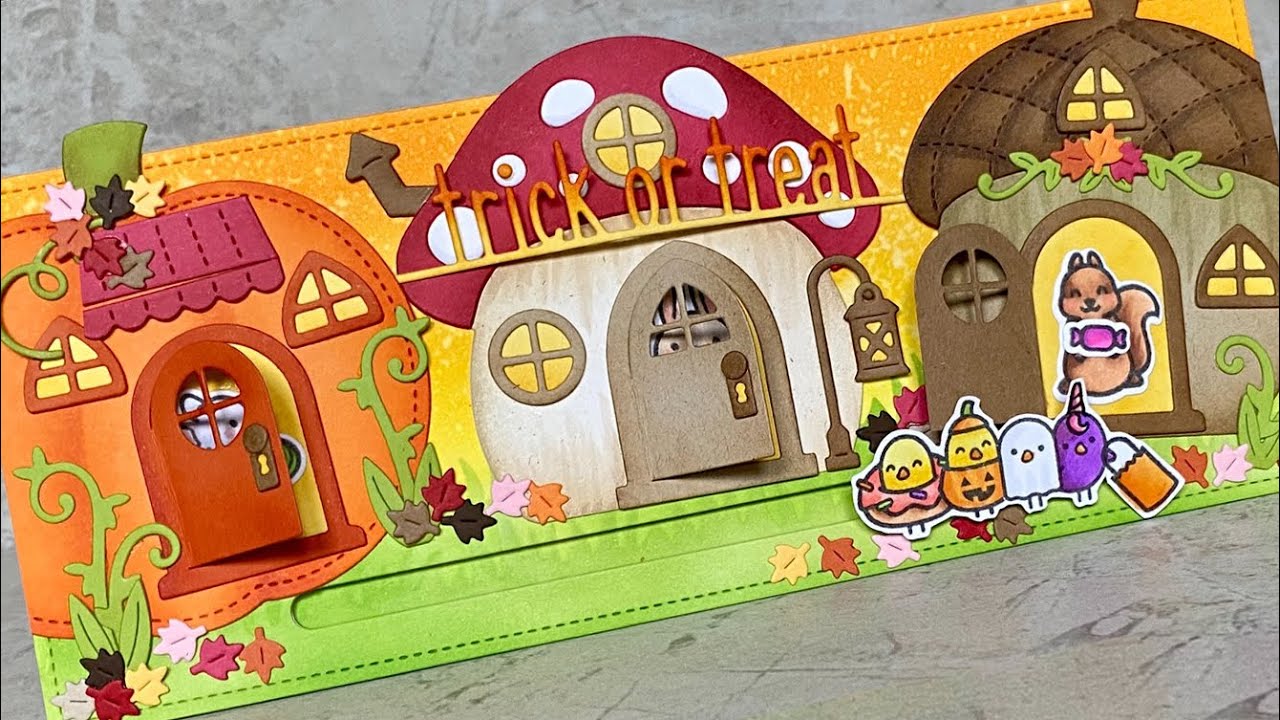 Trick or treat slimline slider card