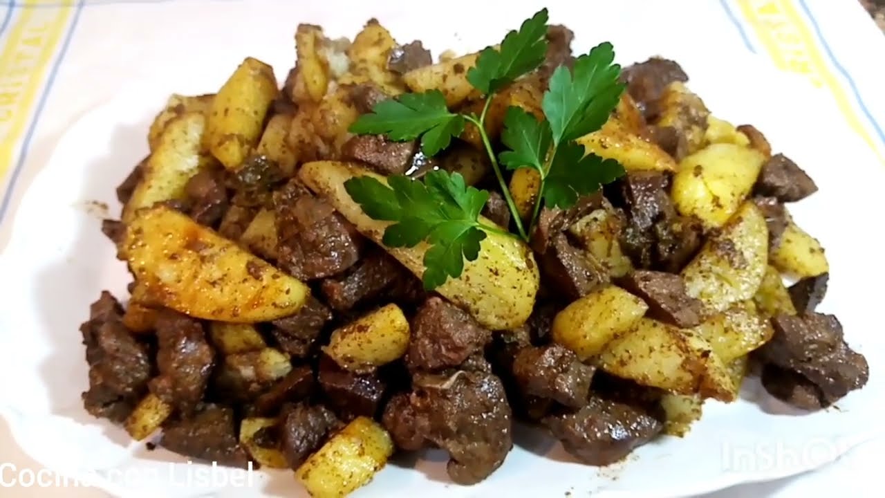 HÍGADO CON PATATAS DE CERDO, POR MENOS DE 2 € fácil de hacer y + rico de comer 😋😋👏😁