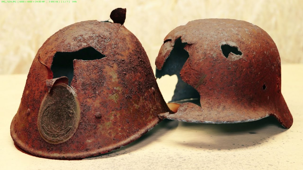Preservation Rusty Battle Damage Helmets