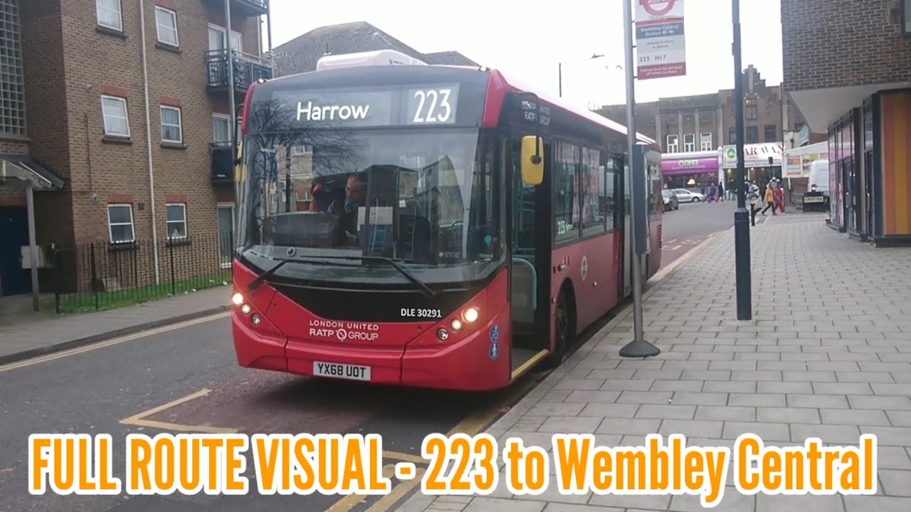 Full Route Visual | London Bus Route 223 - Harrow Bus Stn to Wembley Central | (DLE30291) YX68UOT