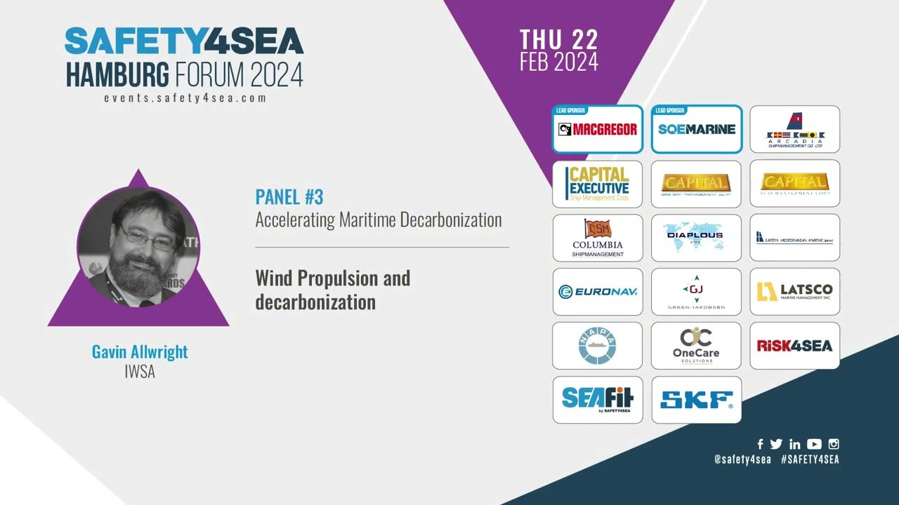 SAFETY4SEA Hamburg Forum 2024, Gavin Allwright, IWSA, Wind propulsion and decarbonization