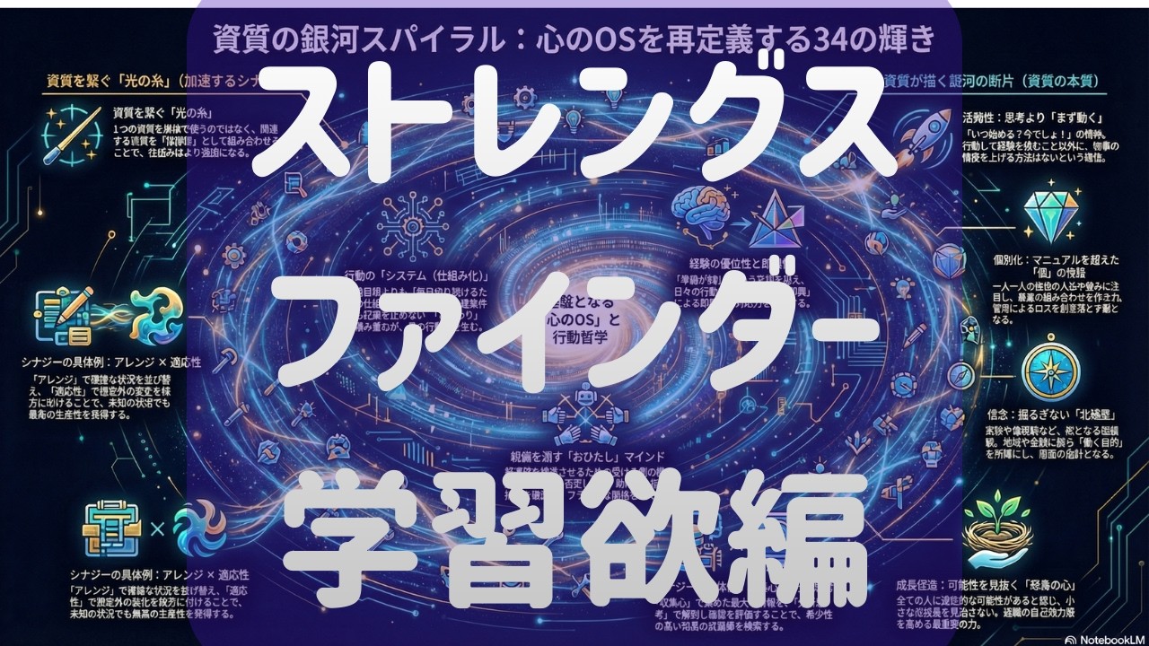 【動画版】中古で買った診断できないストレングスファインダーを活用する！学習欲編！