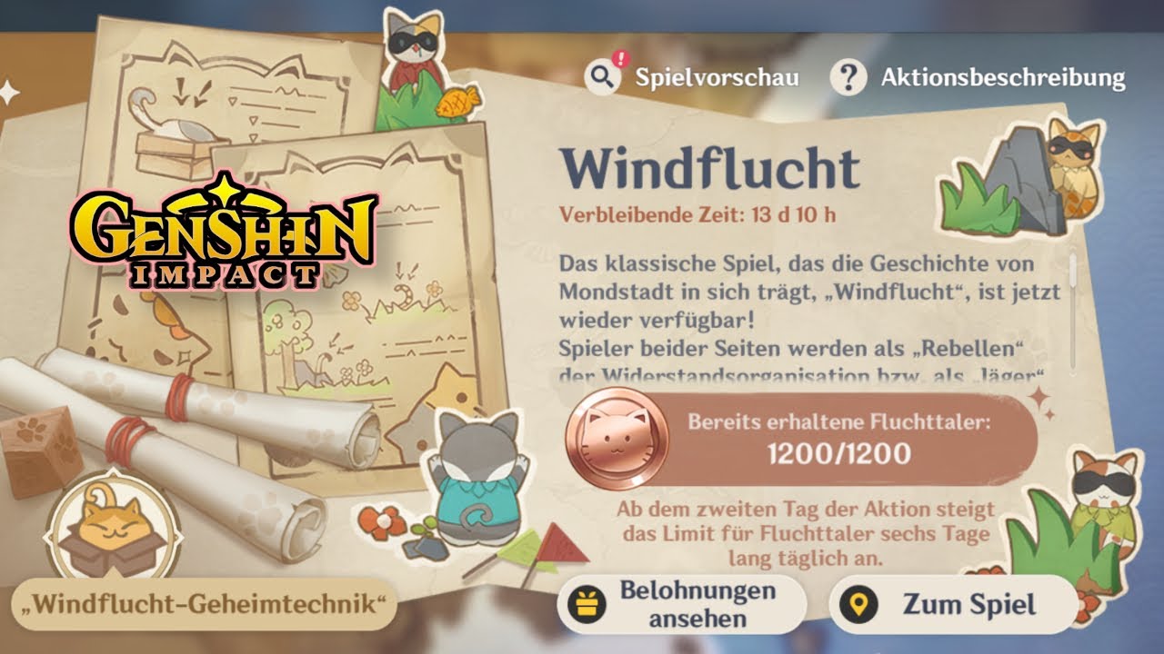 🔥Genshin Impact - Aktion: Windflucht ist zurück! Neue Karten für Jäger und Rebellen🔥
