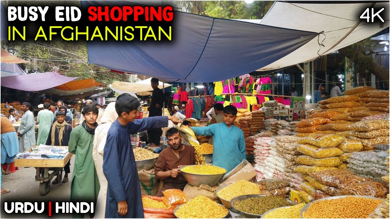 Busy Eid Shopping Market | URDU HINDI | Jalalabad Afghanistan | Eid ul fitr 2021  | 4k