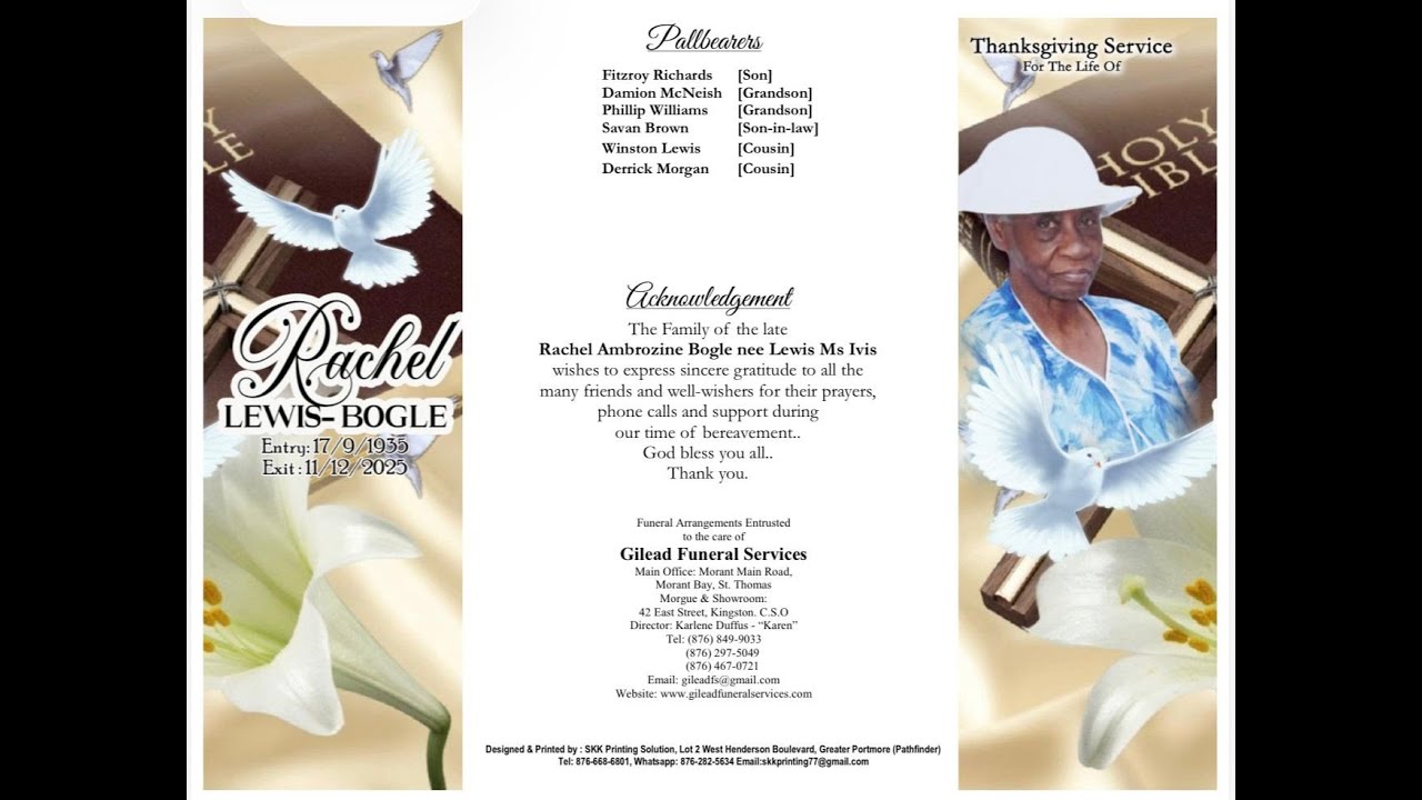 Thanksgiving Service for the life of Rachel Lewis-Bogle