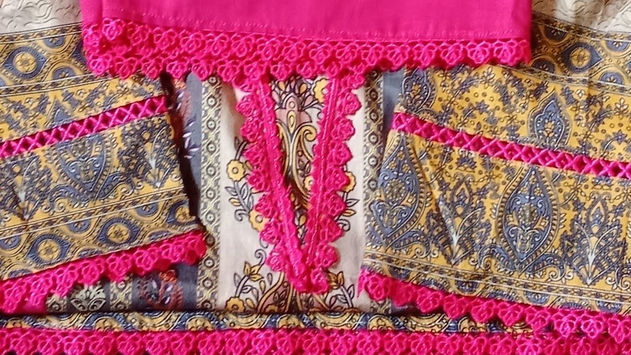 লেইজ বসিয়ে পাকিস্তানি স্টাইলে কামিজ ডিজাইন#Pakistani suit cutting and stitching