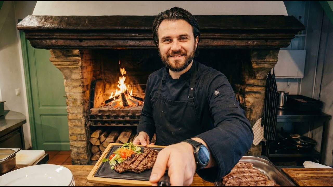 LIVE Fire Grill Ambience 🔥 Real Steak Cooking ASMR | No Talking | Open Fire