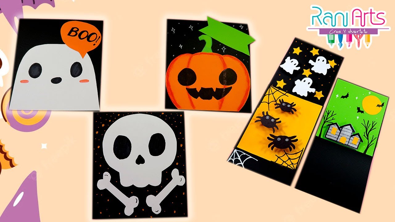 Tarjetas de HALLOWEEN / DÍA DE MUERTOS - POP UP - muy fáciles para invitaciones o recuerdos 🎃