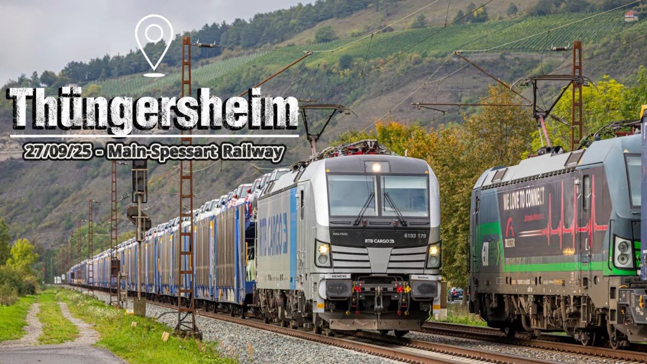 [4K] Freight Trains / Zugverkehr at Thüngersheim (Germany) - 27th September 2025
