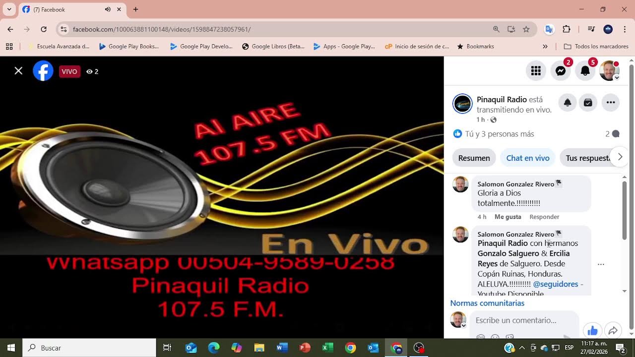 PINAQUIL RADIO, hnos Gonzalo & Ercilia Salguero. Copán, Honduras -27-Febrero-2026
