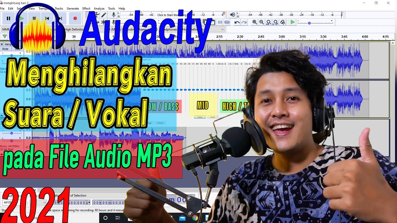 Menghilangkan suara vokal pada lagu | tutorial audacity