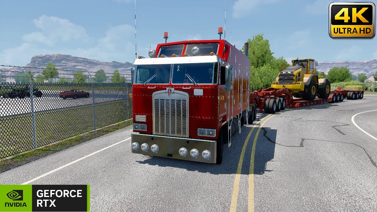 Kenworth K100 transporting 45 tons Volvo mud digger. American Truck Simulator#americantrucksimulator
