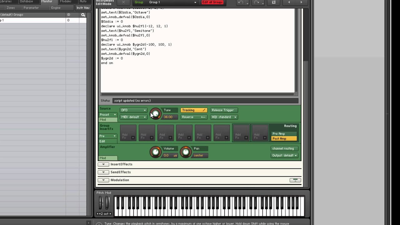 Scripting coarse and fine tuning knobs in Kontakt