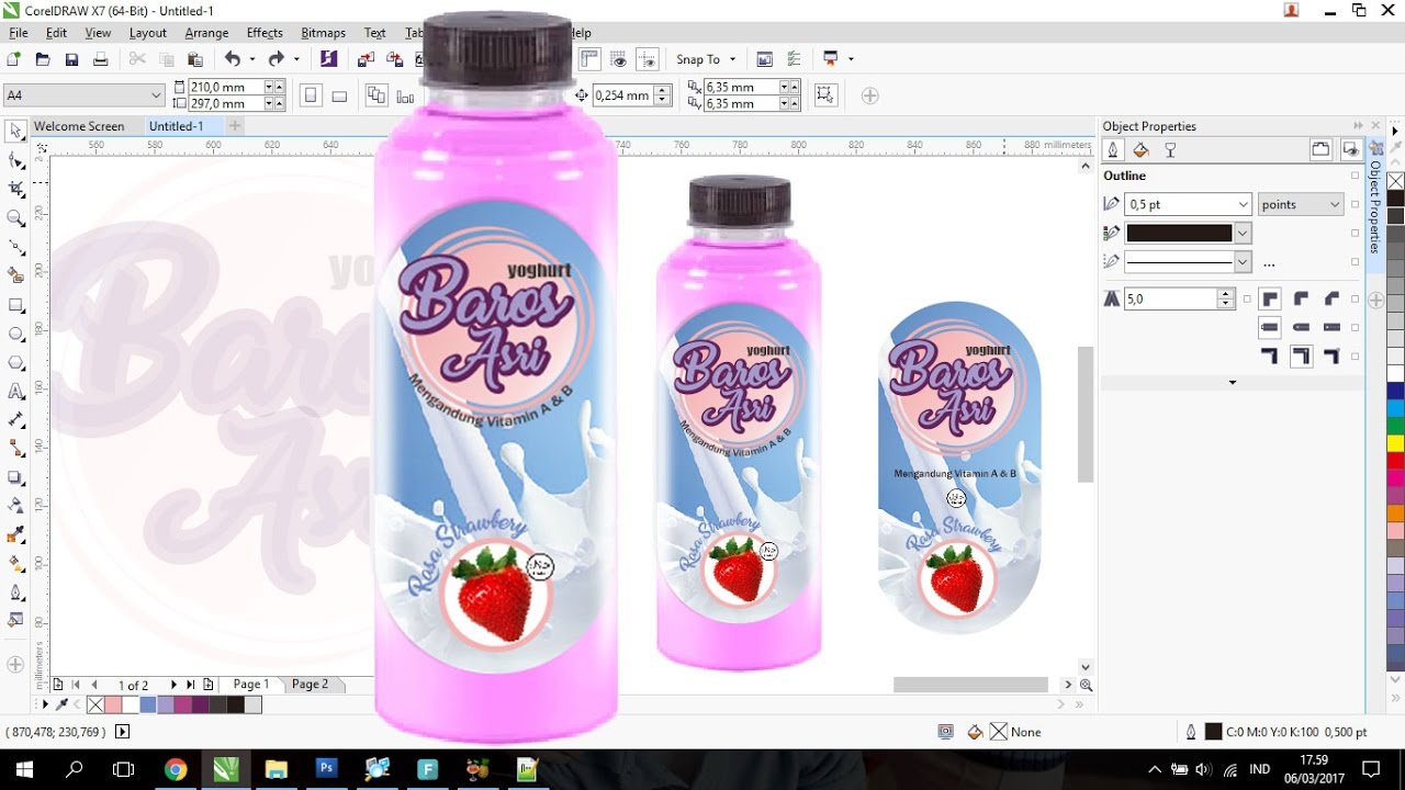Tutorial Contoh Cara Membuat Desain Label Kemasan Botol
