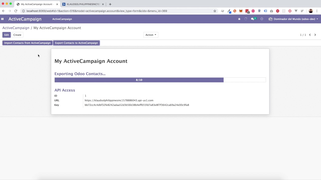 How to export Odoo 13 Contacts to ActiveCampaign using KS ActiveCampaign Contact Import/Export App