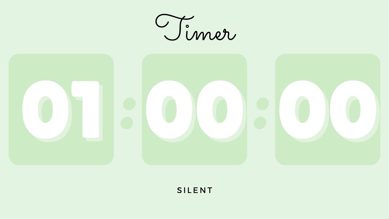 ☘️ 1 Hour Silent Timer with Cute Ending Alarm | Pastel Green Timer
