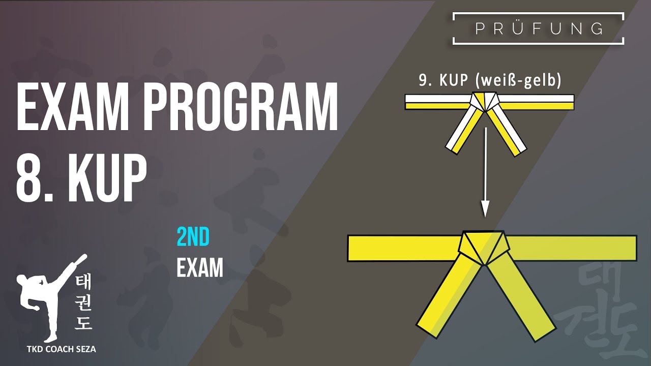 DTU Prüfungsprogramm zum 8. KUP (gelben Gürtel) Taekwondo Exam 8. KUP YELLOW BELT-TEST