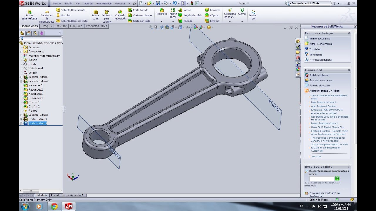 Biela en Solidworks 2010