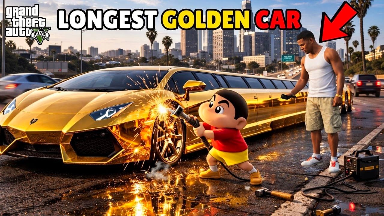 Shinchan & Franklin Build World’s First Longest Golden Car in GTA 5 😱💰🏆 | Tamil Mod | GTA MEENU