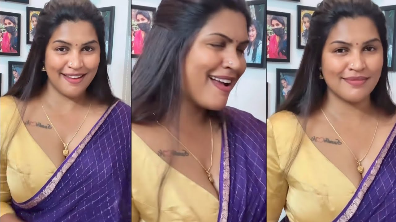South Indian Saree Draping style | Purple 💜Traditional Saree Glamorous Look | Close - up Saree Pose