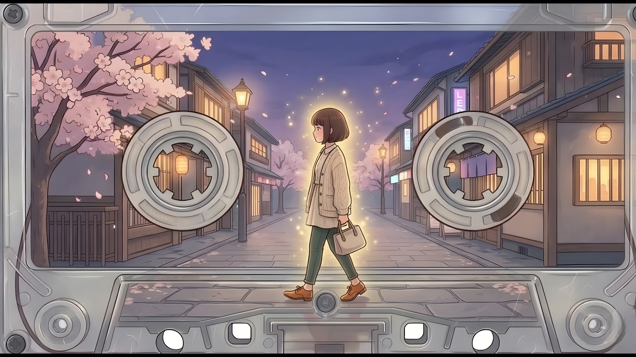 Night Sakura Walk 🌸 Chill Lofi Beats to Relax / Romance / Study