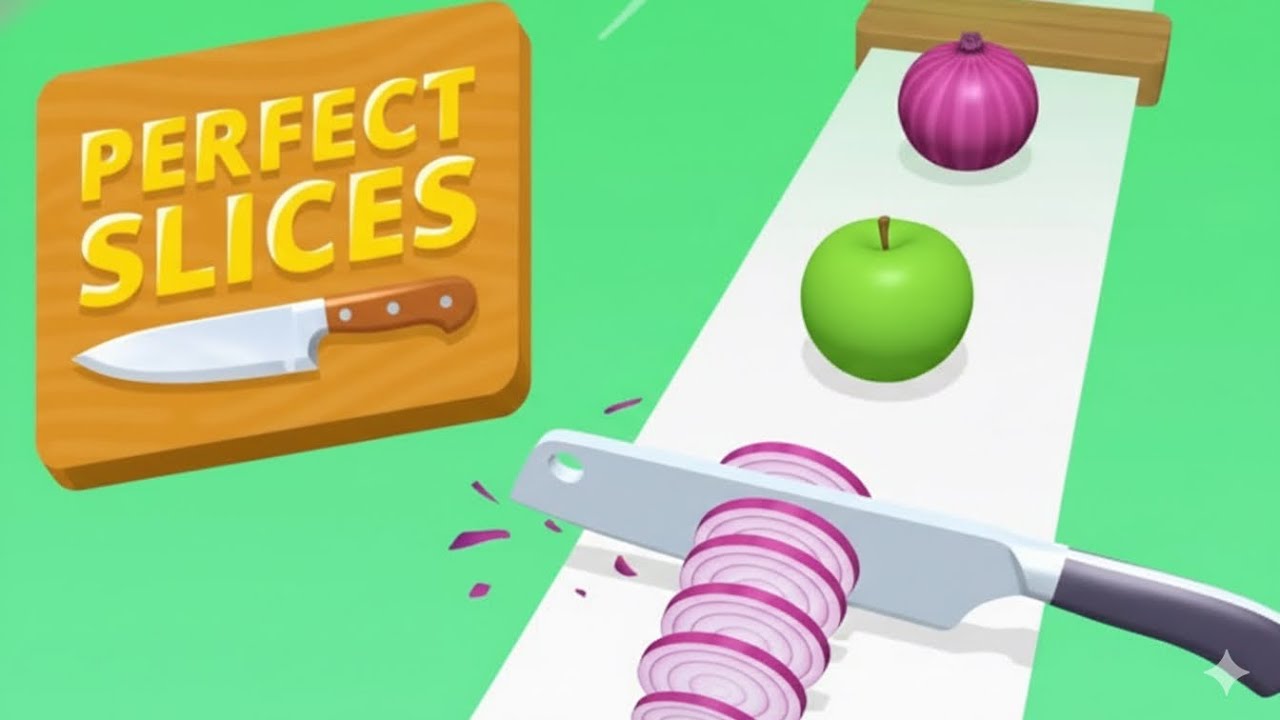 Only perfect slices long video clip.Perfect slices vegitable cutting clip.facecame gameplay video