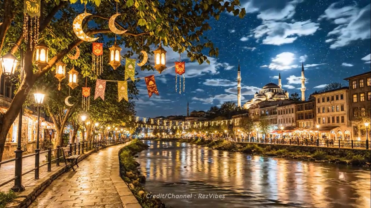 Peaceful Ramadan Night by the River  ✨🌙 Lantern Lights & Calm Water Ambience for Relaxation