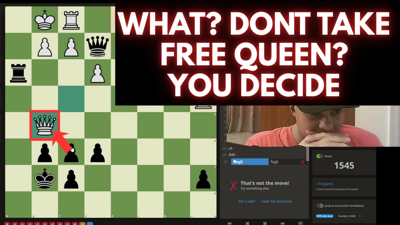What? Don't take Free Queen? Is this an Error? You Decide 👑⚔️ Chess Gameplay