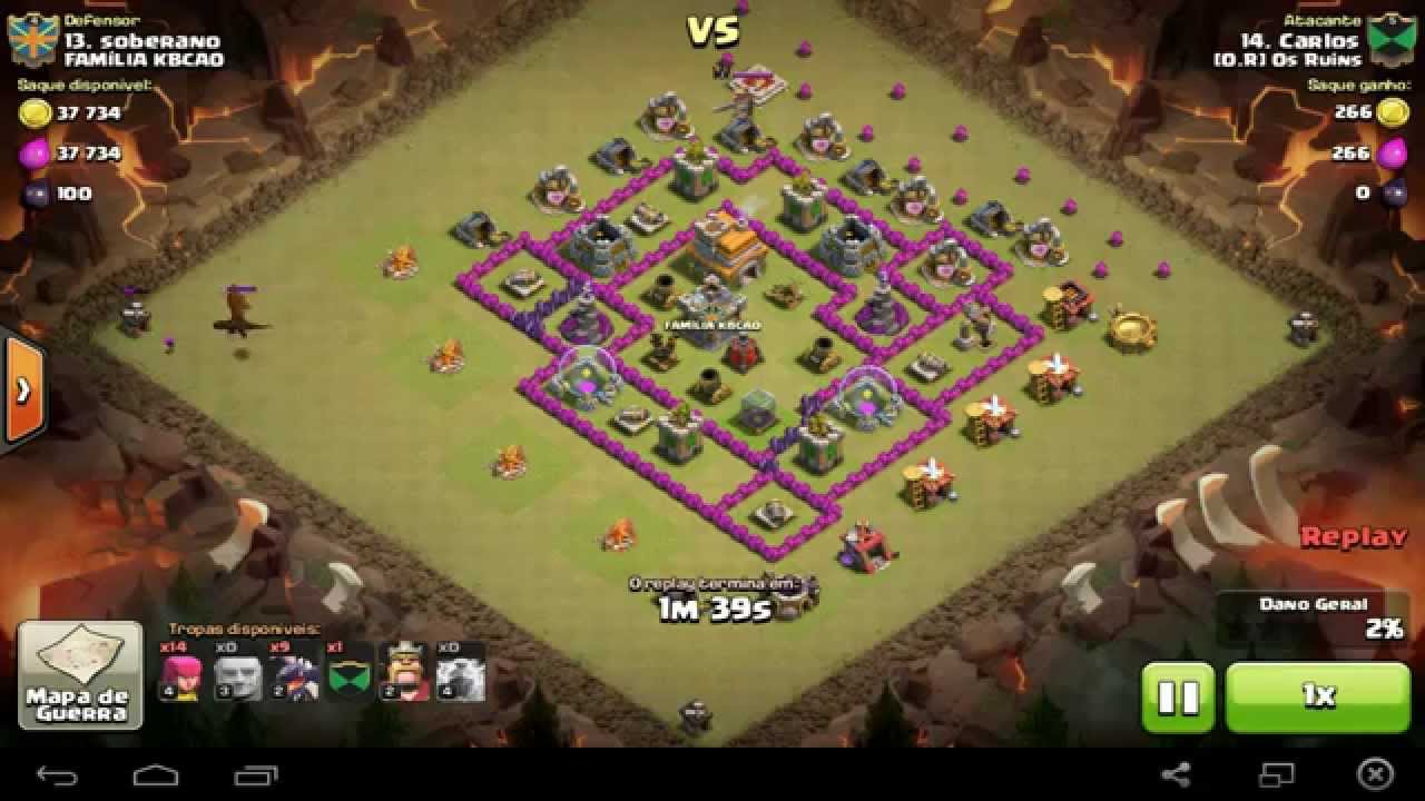 Guerra 58 - Carlos - Ataques Cv7 - Drag&atilde;o e Raio (Clash of Clans)
