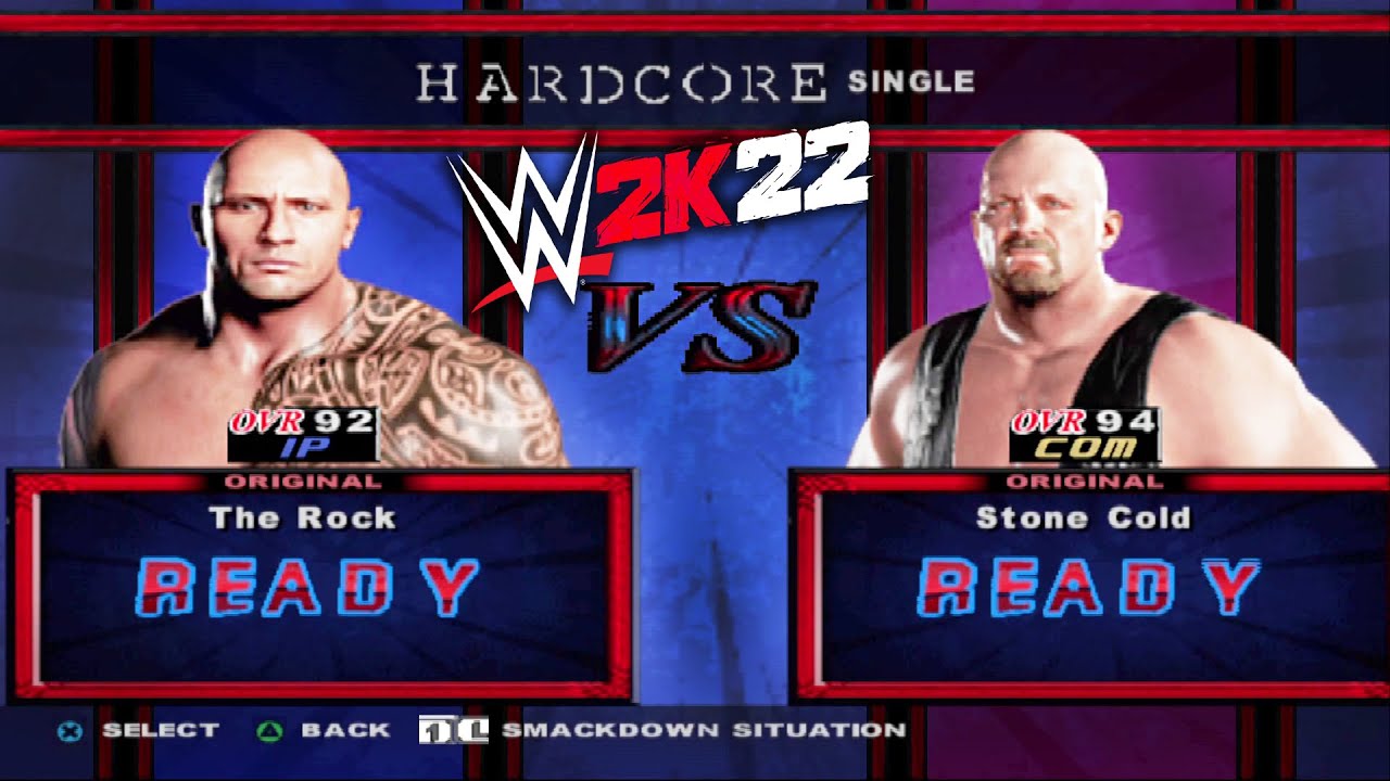 WWE 2K22 The Rock VS. Stone Cold Backstage Hardcore Match | HCTP PS2