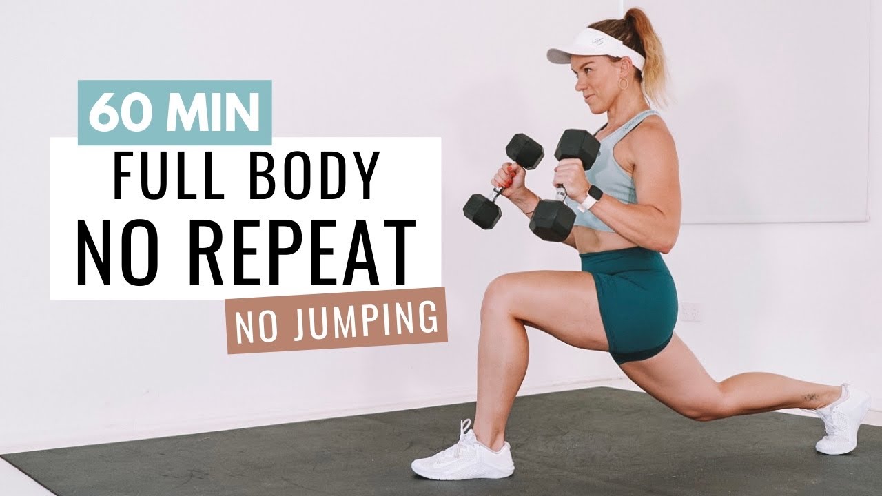60 MIN FULL BODY NO REPEAT | No Jumping Strength Workout (Apartment Friendly)🔥Burn 307 Calories🔥