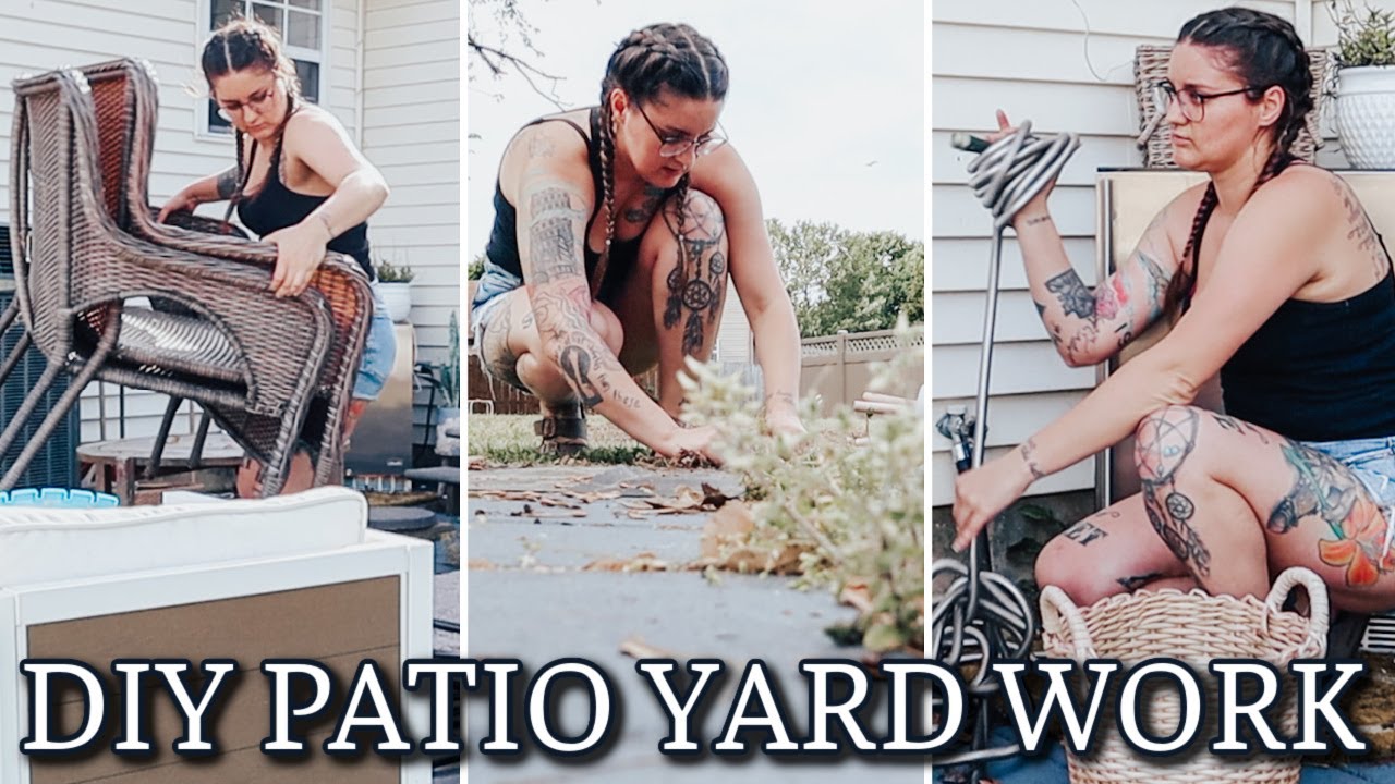 OUTDOOR PATIO CLEAN UP & DIY BACK YARD MAKEOVER IDEAS | YARD WORK | OUTSIDE HOUSE PROJECTS
