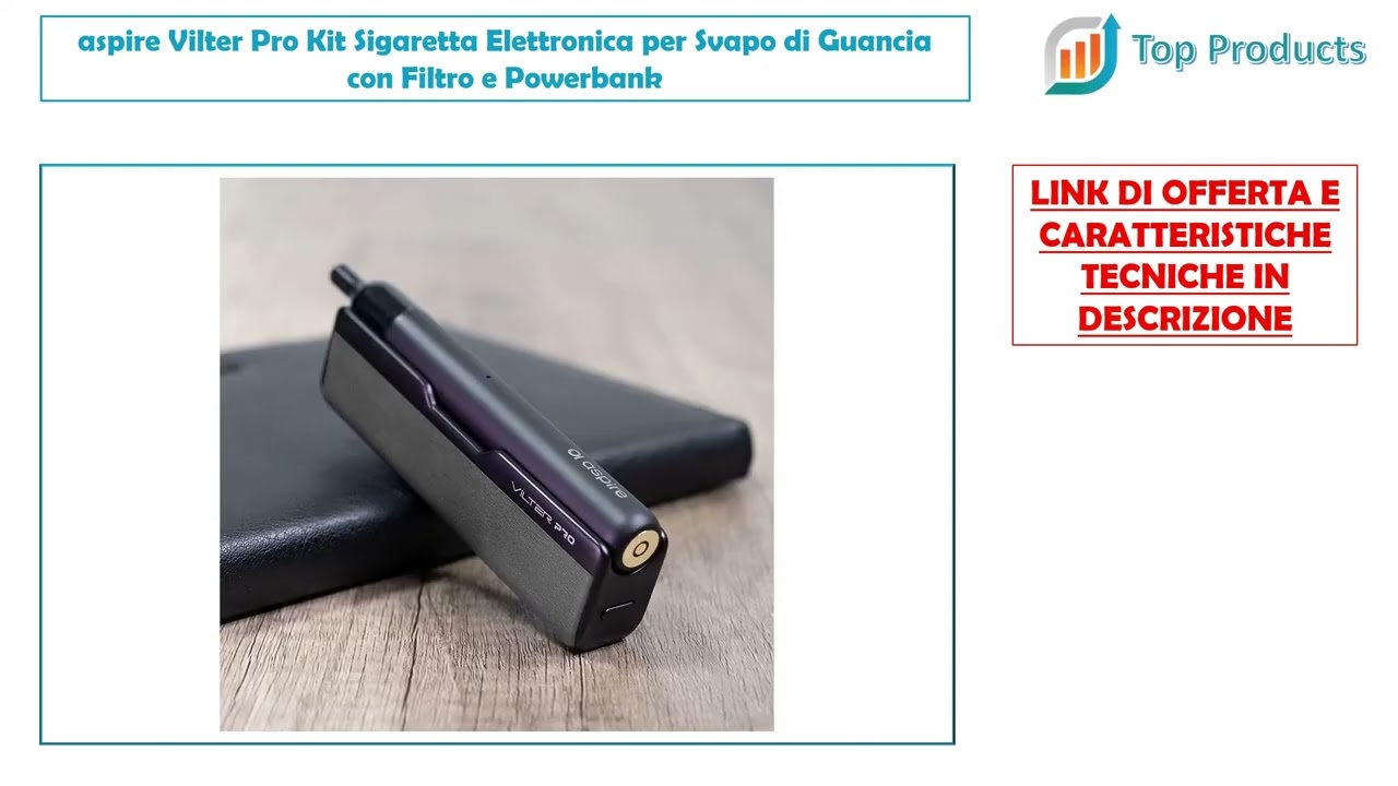 aspire Vilter Pro Kit Sigaretta Elettronica per Svapo di Guancia con Filtro e Powerbank