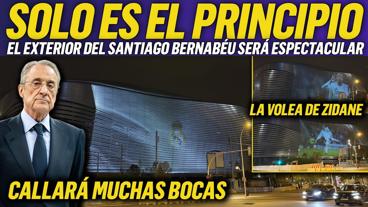 💥IMPRESIONANTE: PRIMERAS PRUEBAS DE PROYECCIONES SOBRE LA FACHADA DEL SANTIAGO BERNABÉU