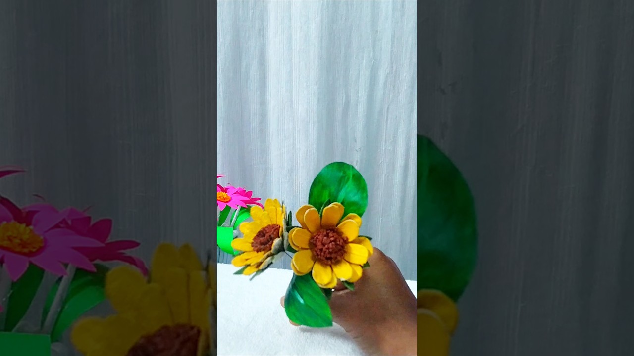 Egg Tray Sunflower Making 